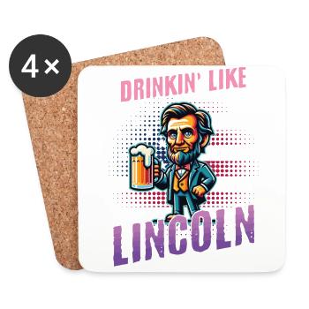 Drinkin Like Lincoln Design rétro vintage - Dessous de verre (lot de 4) - blanc - Devant
