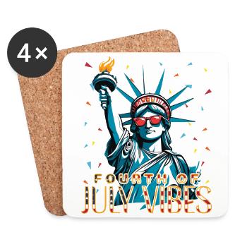 Ambiance du 4 juillet, célébrations de la Statue de la Liberté - Dessous de verre (lot de 4) - blanc - Devant