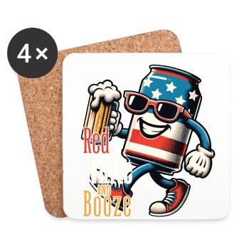 Rouge Blanc Alcool Rétro Vintage Design - Dessous de verre (lot de 4) - blanc - Devant