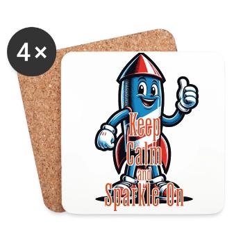 Keep Calm Pun Retro Vintage Design Feiern Sie Den - Untersetzer (4er-Set) - Weiß - Vorne