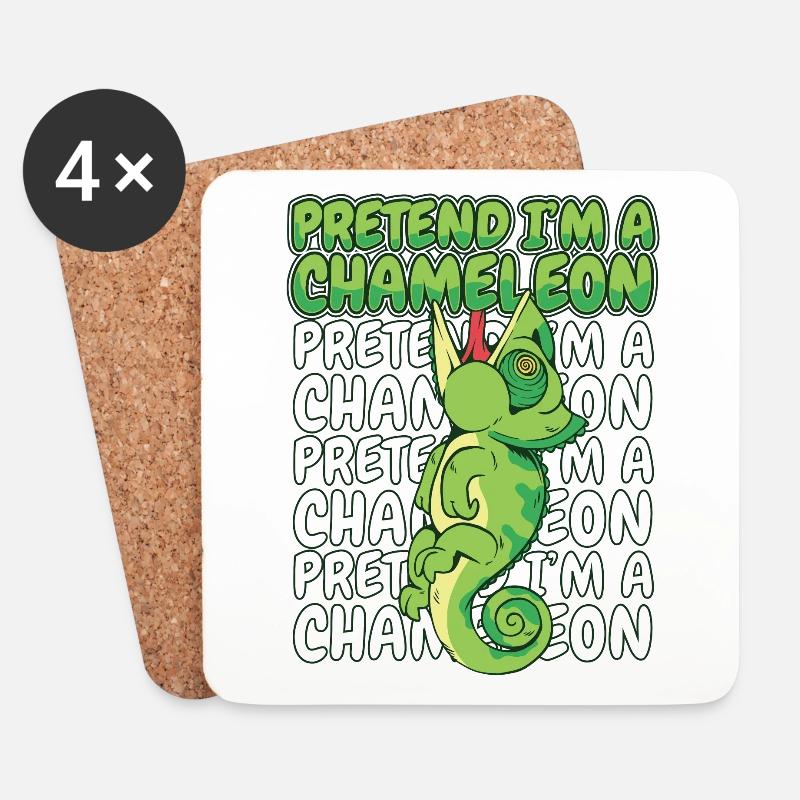 Fais semblant d’être un caméléon amoureux de la panthère voilée - Dessous de verre (lot de 4) - blanc
