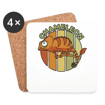 Panthère rétro voilée Chamaeleonidae amant - Dessous de verre (lot de 4) - blanc - Devant