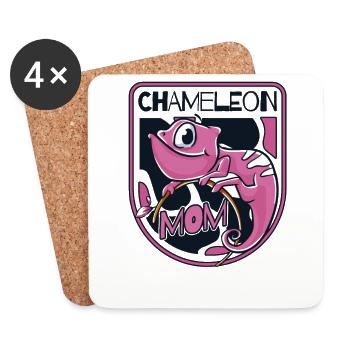 Chameleon Mom Panther Veiled Chamaeleonidae Lover - Coasters (set of 4) - white - Front