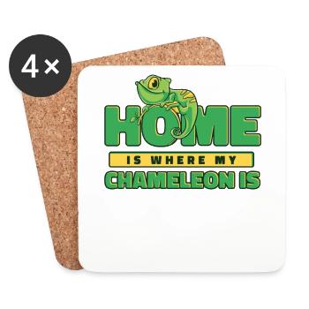 La maison est là où mon caméléon est la panthère voilée - Dessous de verre (lot de 4) - blanc - Devant