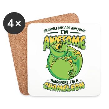 Therefore I'm A Chameleon Panther Veiled Lover - Coasters (set of 4) - white - Front