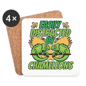Facilement distrait par les caméléons Panthère voilée - Dessous de verre (lot de 4) - blanc - Devant
