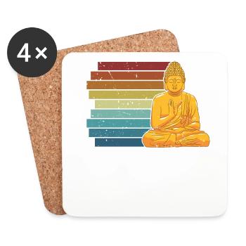 Retro Buddhistische Statue Symbol Priester Buddhismus - Untersetzer (4er-Set) - Weiß - Vorne