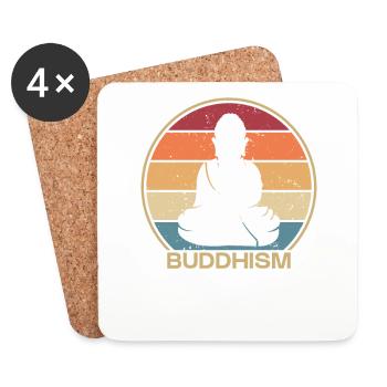 Retro Buddhistische Statue Symbol Priester Buddhismus - Untersetzer (4er-Set) - Weiß - Vorne
