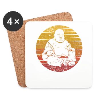 Symbole bouddhiste rétro Statue prêtre bouddhisme - Dessous de verre (lot de 4) - blanc - Devant