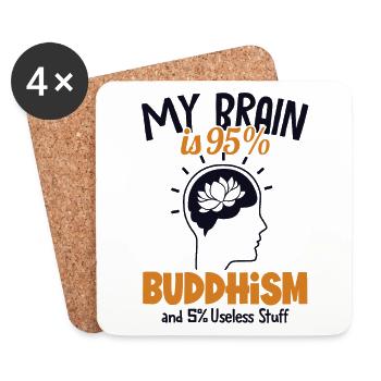 Mein Gehirn besteht zu 95% aus Buddhismus Buddhistische Symbolstatue - Untersetzer (4er-Set) - Weiß - Vorne