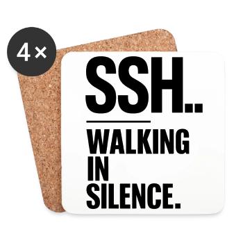 SSH.. Quiet walking, walking in silence - Coasters (set of 4) - white - Front
