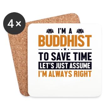 Buddhist Nehmen wir an, ich habe Recht Buddhistische Statue - Untersetzer (4er-Set) - Weiß - Vorne