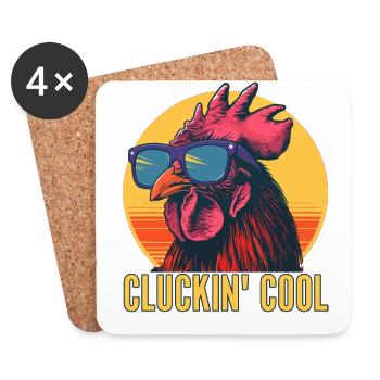 Gackerndes Cooles Huhn Mit Sonnenbrille Ei Sammeln - Untersetzer (4er-Set) - Weiß - Vorne