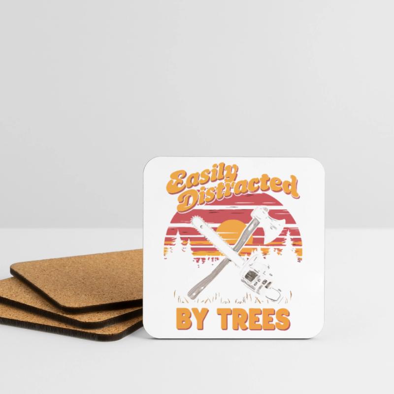 Easily Distracted By Trees Rustic Forestry Design Coasters (set of 4)