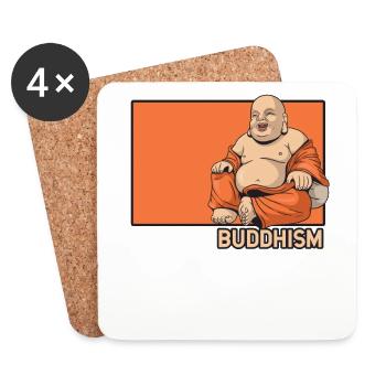 Buddhismus Doodle Chinesische Hanzi Buddhistische Statue - Untersetzer (4er-Set) - Weiß - Vorne