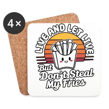Mignon Drôle Vintage Rétro Coucher de soleil Kawaii Frites - Dessous de verre (lot de 4) - blanc - Devant