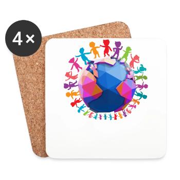 Nice "against racism" Refugees Welcome - Coasters (set of 4) - white - Front