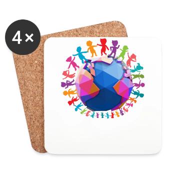 Nice "against racism" Refugees Welcome - Coasters (set of 4) - white - Front