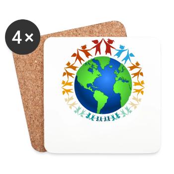 Nice "against racism" Refugees Welcome - Coasters (set of 4) - white - Front