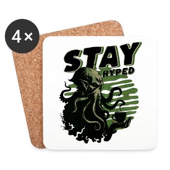 Stay Hyped - Cthulhu Cult Lovecraft Necronomicon - Coasters (set of 4) - white - Front