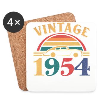 70 ans Cadeaux Vintage Né en 1954 Rétro - Dessous de verre (lot de 4) - blanc - Devant