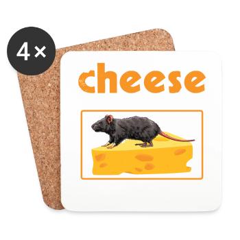Funny Cheese Mouse Nerd pour les amateurs d’humour - Dessous de verre (lot de 4) - blanc - Devant