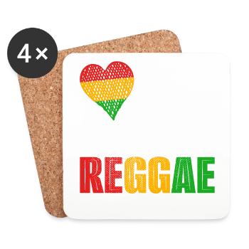 Musique rastafari Rasta Jamaïque Reggae - Dessous de verre (lot de 4) - blanc - Devant
