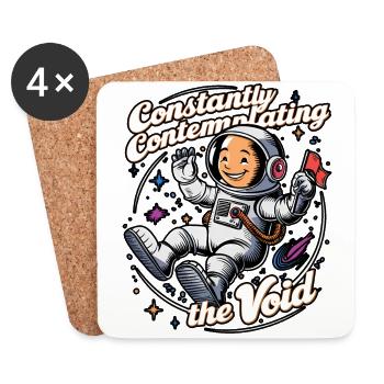 Astronaut Contemplating Void Cartoon Space Humor - Coasters (set of 4) - white - Front