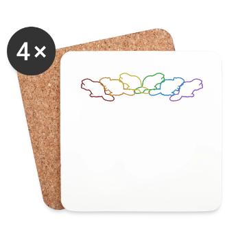 Beaver LGBT Rainbow Castor Canadensis North - Coasters (set of 4) - white - Front