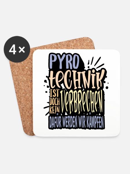Pyrotechnik ist doch kein Verbrechen - Meme Spruch - Untersetzer (4er-Set) - Weiß
