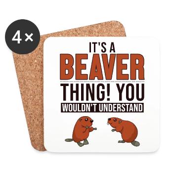 C’est un truc de castor eurasien Castor canadensis - Dessous de verre (lot de 4) - blanc - Devant