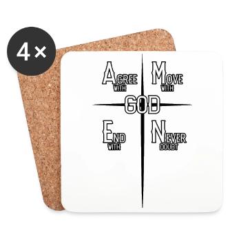 D’accord Déplacer Fin Ne jamais douter de Dieu Croix chrétienne - Dessous de verre (lot de 4) - blanc - Devant