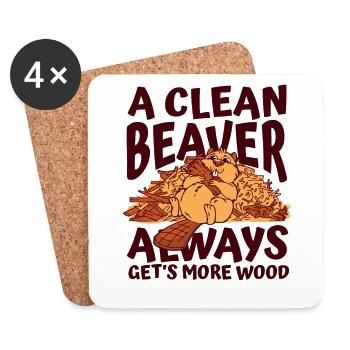Clean Beaver obtient toujours plus de bois au Nord - Dessous de verre (lot de 4) - blanc - Devant