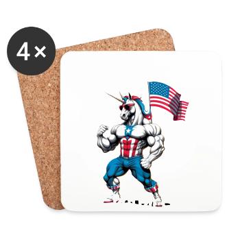Proud USA Unicorn No British Rules Happy 4th - Untersetzer (4er-Set) - Weiß - Vorne