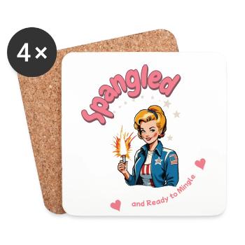Retro Vintage Design Ready To Mingle 4th Of July - Coasters (set of 4) - white - Front
