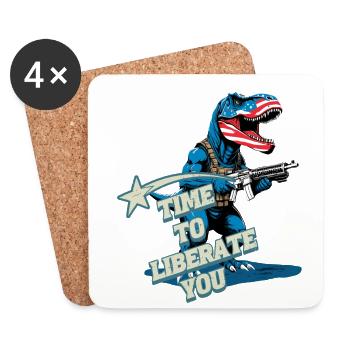 Time To Liberate Funny United States Dinosaur - Coasters (set of 4) - white - Front