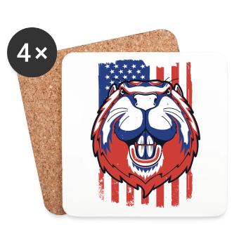 Castor Drapeau Américain Castor Canadensis - Dessous de verre (lot de 4) - blanc - Devant