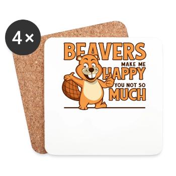 Les castors me rendent heureux Castor Canadensis Eurasian - Dessous de verre (lot de 4) - blanc - Devant