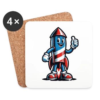 Ici pour sonner le 4 juillet Memorial Day Indépendance - Dessous de verre (lot de 4) - blanc - Devant