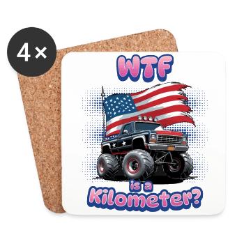 WTF est une blague métrique drôle de kilomètre - Dessous de verre (lot de 4) - blanc - Devant