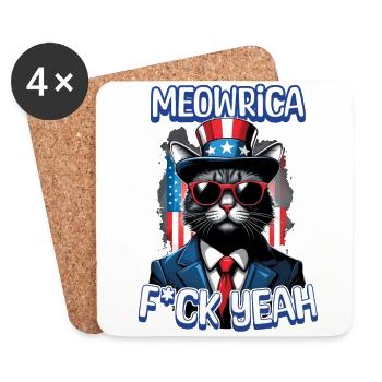Meowrica Cat 4th Of July Happy Cat Celebrate - Untersetzer (4er-Set) - Weiß - Vorne