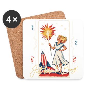 Ici Pour Bang Rétro Vintage Design 4 De Juillet - Dessous de verre (lot de 4) - blanc - Devant