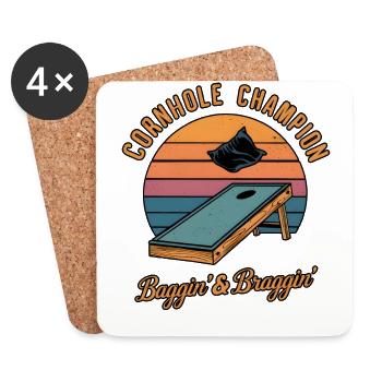 Cornhole Champion Sunset Design Bag Toss Player - Coasters (set of 4) - white - Front