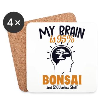 Mein Gehirn besteht zu 95% aus Bonsai Penjing Indoor Bonsai - Untersetzer (4er-Set) - Weiß - Vorne
