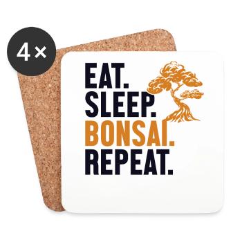 Eat Sleep Bonsai Repeat Indoor Bonsai Bonsai Schalen - Untersetzer (4er-Set) - Weiß - Vorne