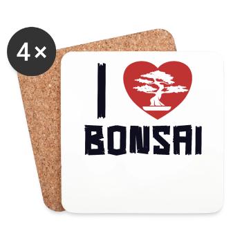 Ich liebe Bonsai Bonsai Töpfe Penjing Indoor Bonsai - Untersetzer (4er-Set) - Weiß - Vorne