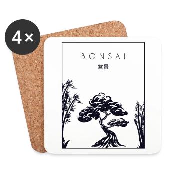 Bonsai Chinesischer Hanzi Penjing Indoor Bonsai - Untersetzer (4er-Set) - Weiß - Vorne