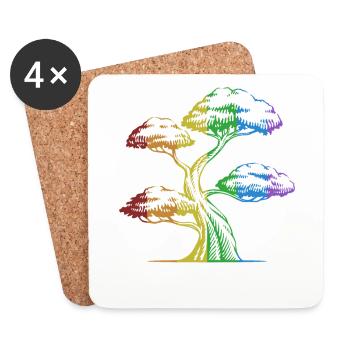 Bonsai LGBT Rainbow Indoor Bonsai Bonsai Pots - Coasters (set of 4) - white - Front