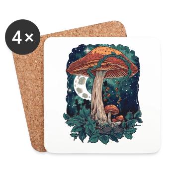 Goblincore Mushroom Fairycore Cottagecore Vintage - Coasters (set of 4) - white - Front