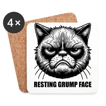 Resting Grump Face cat grumpy FaceHumor Sarcastic - Coasters (set of 4) - white - Front